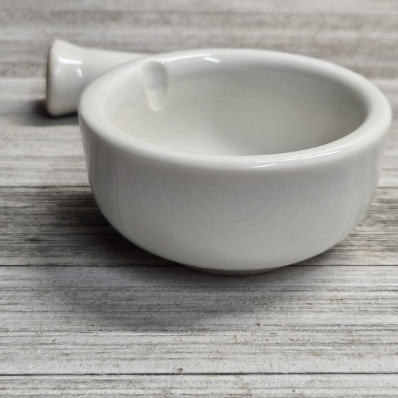 Vintage Merck Sharp Dohme Ceramic Pharmaceutical Mortar And Pestle White - Picture 4 of 10